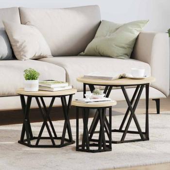 ARDEBO.de - Nesting Beistelltische 3 Stück Sonoma Eichenholz Ingenieurholz