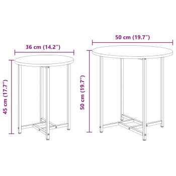 Beistelltisch-Set 2 stk. Grau Sonoma und Schwarz