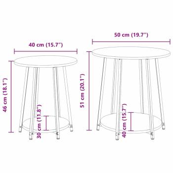 Beistelltisch-Set 2 stk. Schwarz Eichen-Optik 50 x 50 x 51 cm