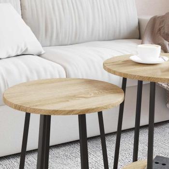 Beistelltisch 2er-Set Sonoma Eiche, Holzwerkstoff und Metall