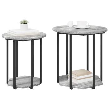 Beistelltische 2er Set Grau Sonoma Holz und Metall