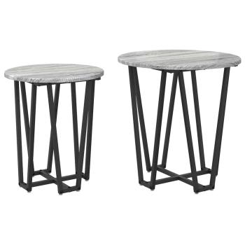 Beistelltisch 2er Set Grau Sonoma aus Holzwerkstoff und Metall