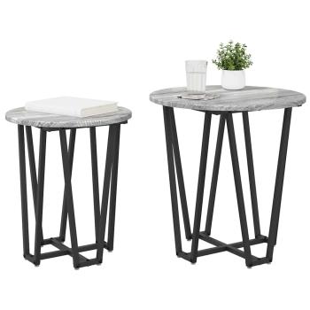 Beistelltisch 2er Set Grau Sonoma aus Holzwerkstoff und Metall