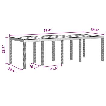 Gartentisch Braun 250x100x73 cm Poly Rattan