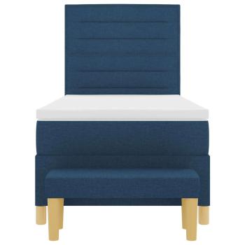 Bettrahmen mit Matratze Set aus 2 Blau, Weiß, Braun Stoff