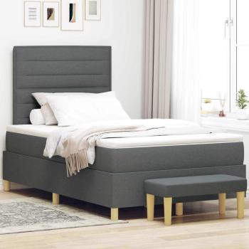 ARDEBO.de - Boxspringbett mit Kopfteil Dunkelgrau 200 x 120 cm Stoff