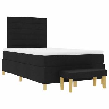 Bettgestell mit Matratze Set aus 2 Schwarz Stoff 120 x 200 cm