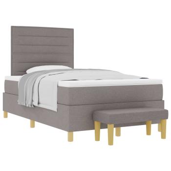 ARDEBO.de - Bettgestell mit Matratze Set von 2 Taupe Stoff 120 x 200 cm