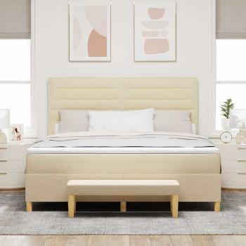 Boxspringbett mit Matratze und Bank Creme 180x200 cm Stoff