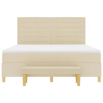 Boxspringbett mit Matratze und Bank Creme 180x200 cm Stoff