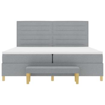 Boxspringbett mit Matratze und Bank Hellgrau 200x200 cm Stoff