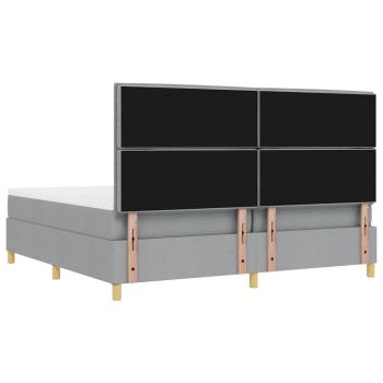 Boxspringbett mit Matratze und Bank Hellgrau 200x200 cm Stoff