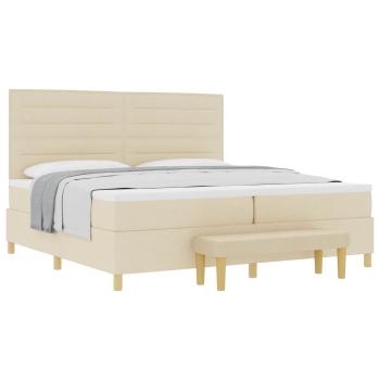 Boxspringbett mit Matratze & Bank Creme 200x200 cm Stoff