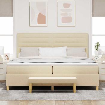 Boxspringbett mit Matratze & Bank Creme 200x200 cm Stoff
