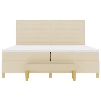 Boxspringbett mit Matratze & Bank Creme 200x200 cm Stoff