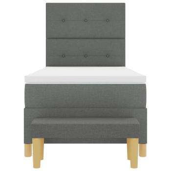 Boxspringbett mit Matratze und Bank Dunkelgrau 90x200 cm Stoff