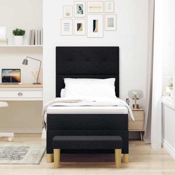 Boxspringbett mit Matratze und Bank Schwarz 100x200 cm Stoff