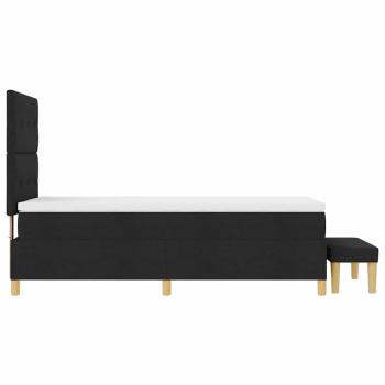 Boxspringbett mit Matratze und Bank Schwarz 100x200 cm Stoff