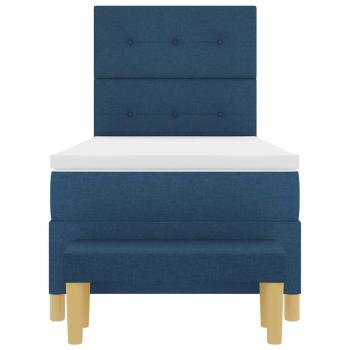 Boxspringbett mit Matratze und Bank Blau 100x200 cm Stoff