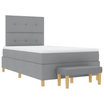 Boxspringbett mit Matratze und Bank Hellgrau 120x200 cm Stoff