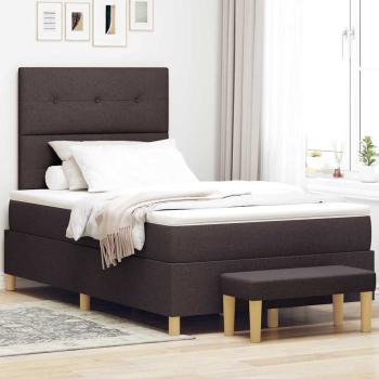 ARDEBO.de - Boxspringbett mit Matratze & Bank Dunkelbraun 120x200 cm Stoff