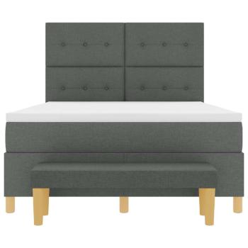Boxspringbett mit Matratze und Bank Dunkelgrau 140x190 cm Stoff