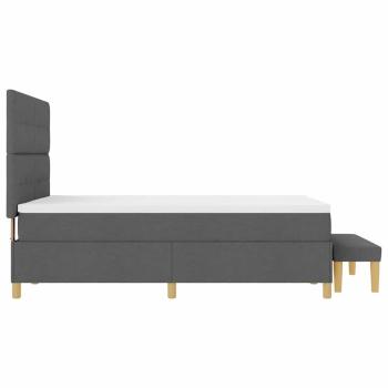Boxspringbett mit Matratze und Bank Dunkelgrau 140x190 cm Stoff
