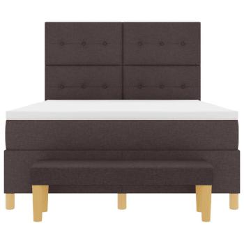 Boxspringbett mit Matratze & Bank Dunkelbraun 140x190 cm Stoff
