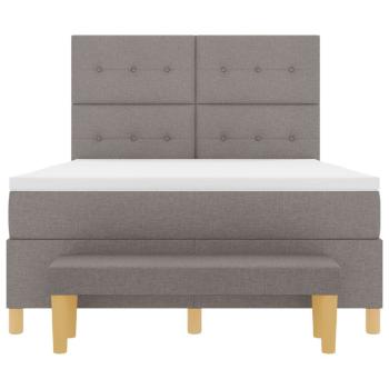 Boxspringbett mit Matratze und Bank Taupe 140x190 cm Stoff