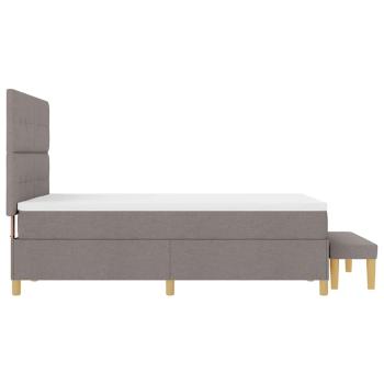 Boxspringbett mit Matratze und Bank Taupe 140x190 cm Stoff