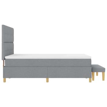 Boxspringbett mit Matratze & Bank Hellgrau 140x200 cm Stoff