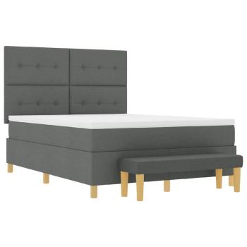 Boxspringbett mit Matratze und Bank Dunkelgrau 140x200 cm Stoff