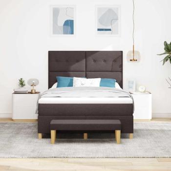 Boxspringbett mit Matratze & Bank Dunkelbraun 140x200 cm Stoff