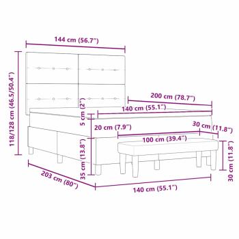 Boxspringbett mit Matratze & Bank Dunkelbraun 140x200 cm Stoff