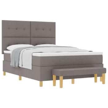 ARDEBO.de - Boxspringbett mit Matratze & Bank Taupe 160x200 cm Stoff
