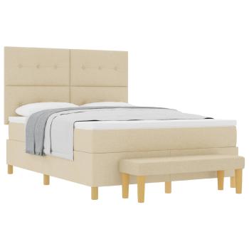 Boxspringbett mit Matratze & Bank Creme 160x200 cm Stoff