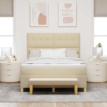 Boxspringbett mit Matratze & Bank Creme 160x200 cm Stoff