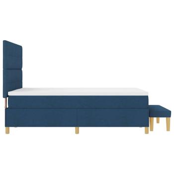 ARDEBO.de - Boxspringbett mit Matratze und Bank Blau 160x200 cm Stoff