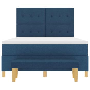Boxspringbett mit Matratze und Bank Blau 160x200 cm Stoff