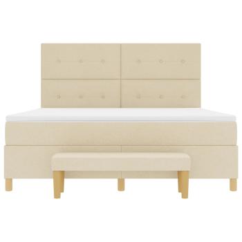 Boxspringbett mit Matratze und Bank Creme 180x200 cm Stoff