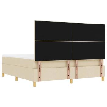 Boxspringbett mit Matratze und Bank Creme 180x200 cm Stoff