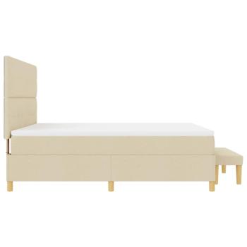 Boxspringbett mit Matratze und Bank Creme 180x200 cm Stoff
