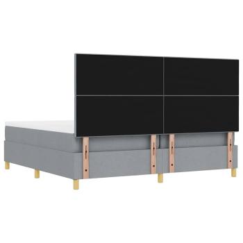 Boxspringbett mit Matratze & Bank Hellgrau 200x200 cm Stoff