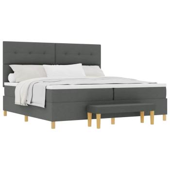 Boxspringbett mit Matratze & Bank Dunkelgrau 200x200 cm Stoff