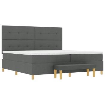 Boxspringbett mit Matratze & Bank Dunkelgrau 200x200 cm Stoff