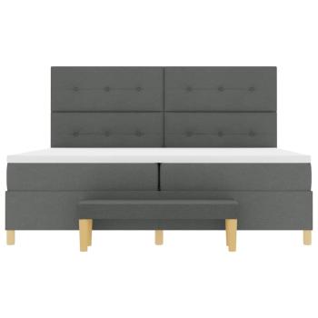 Boxspringbett mit Matratze & Bank Dunkelgrau 200x200 cm Stoff