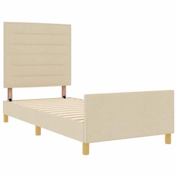 ARDEBO.de - Creme Bettgestell 90x190 cm Stoff