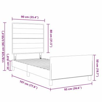 Creme Bettgestell 90x190 cm Stoff