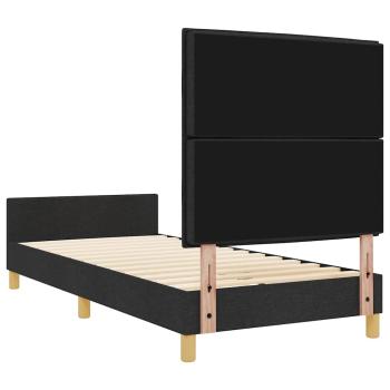 Bettgestell mit Kopfteil Schwarz 90 x 200 cm Stoff
