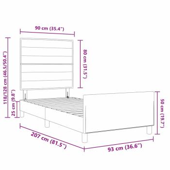 Bettgestell - Creme, 90x200 cm, Stoff